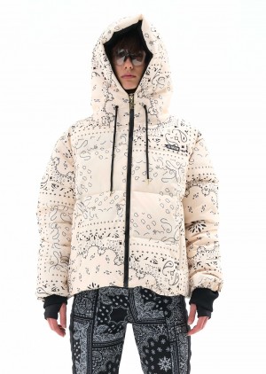 P.E Nation Andorra Snow Jacket Bandana Print Pearled Ivory | LJEUDQW-14