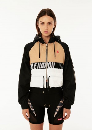 P.E Nation Cropped Man Down Jacket Sand | DQSUCGT-09