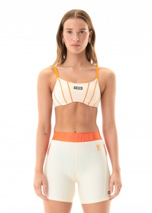 P.E Nation Fairway Sports Bra Pearled Ivory | CJWGBSM-58