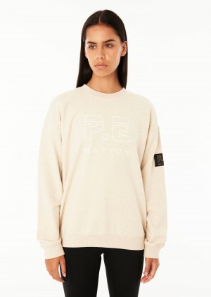 P.E Nation Heads Up Sweat Oatmeal Marle | YIPAFZE-04