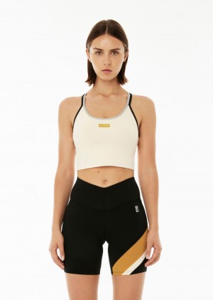 P.E Nation Podium Sports Bra Pearled Ivory | HPVEXSG-62