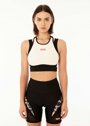 P.E Nation Silverstone Sports Bra Pearled Ivory | OZKXLBV-48