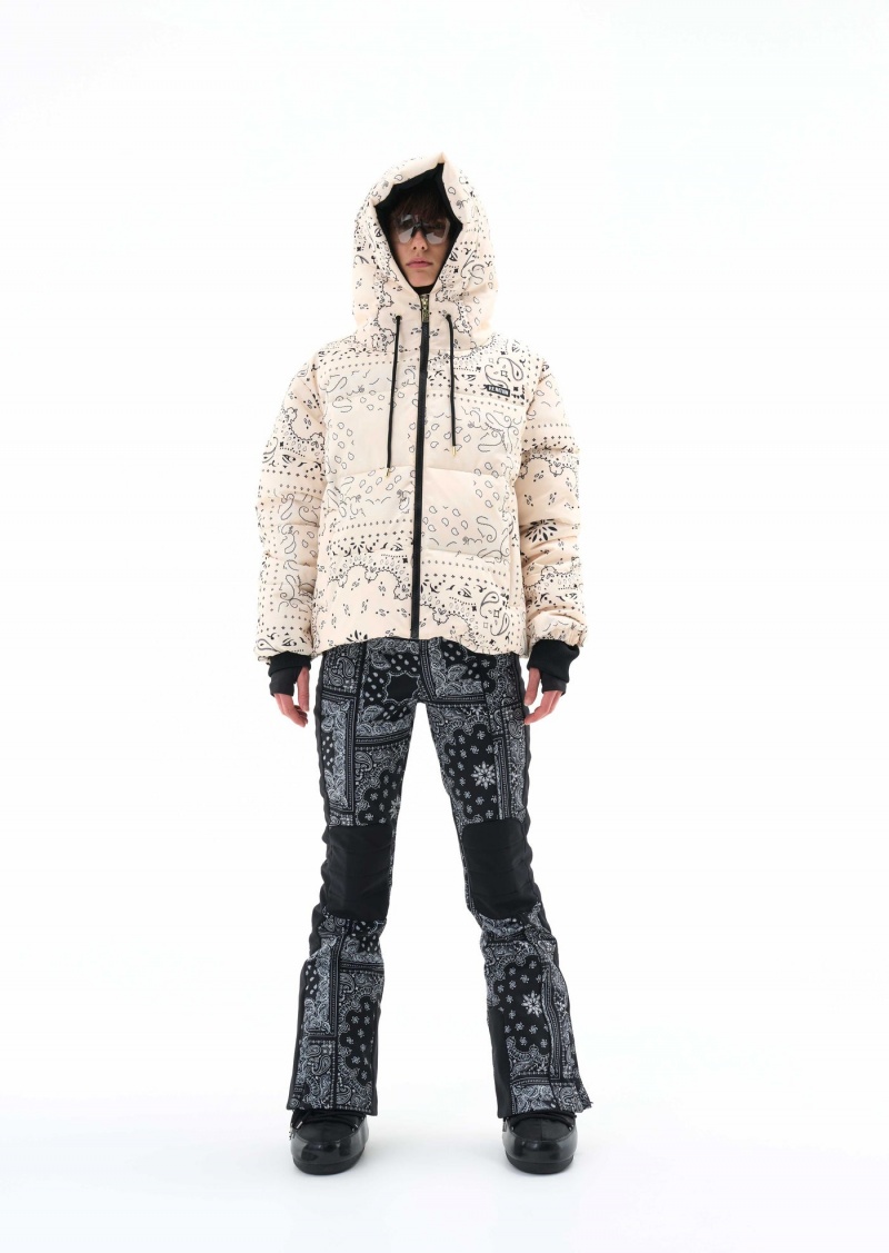 P.E Nation Andorra Snow Jacket Bandana Print Pearled Ivory | LJEUDQW-14