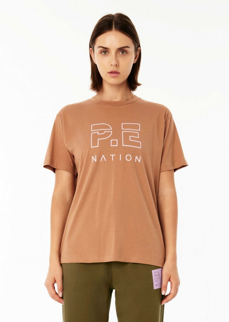 P.E Nation Heads Up Ss Tee Camel | YMLFCNJ-93