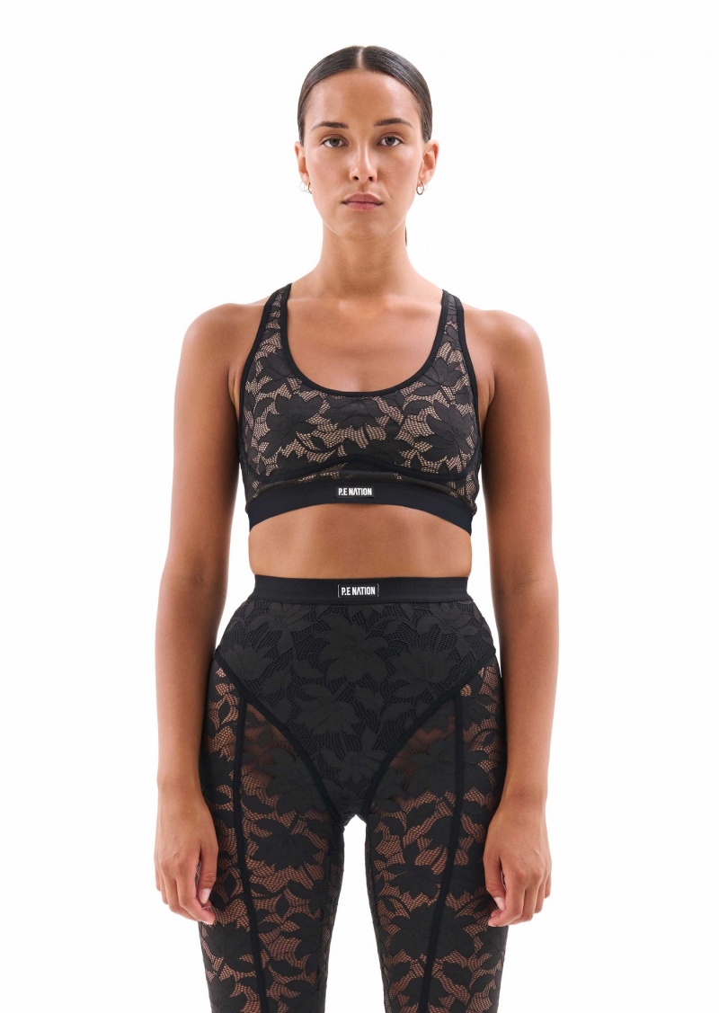 P.E Nation High Line Sports Bra Black | SEXUKCV-08