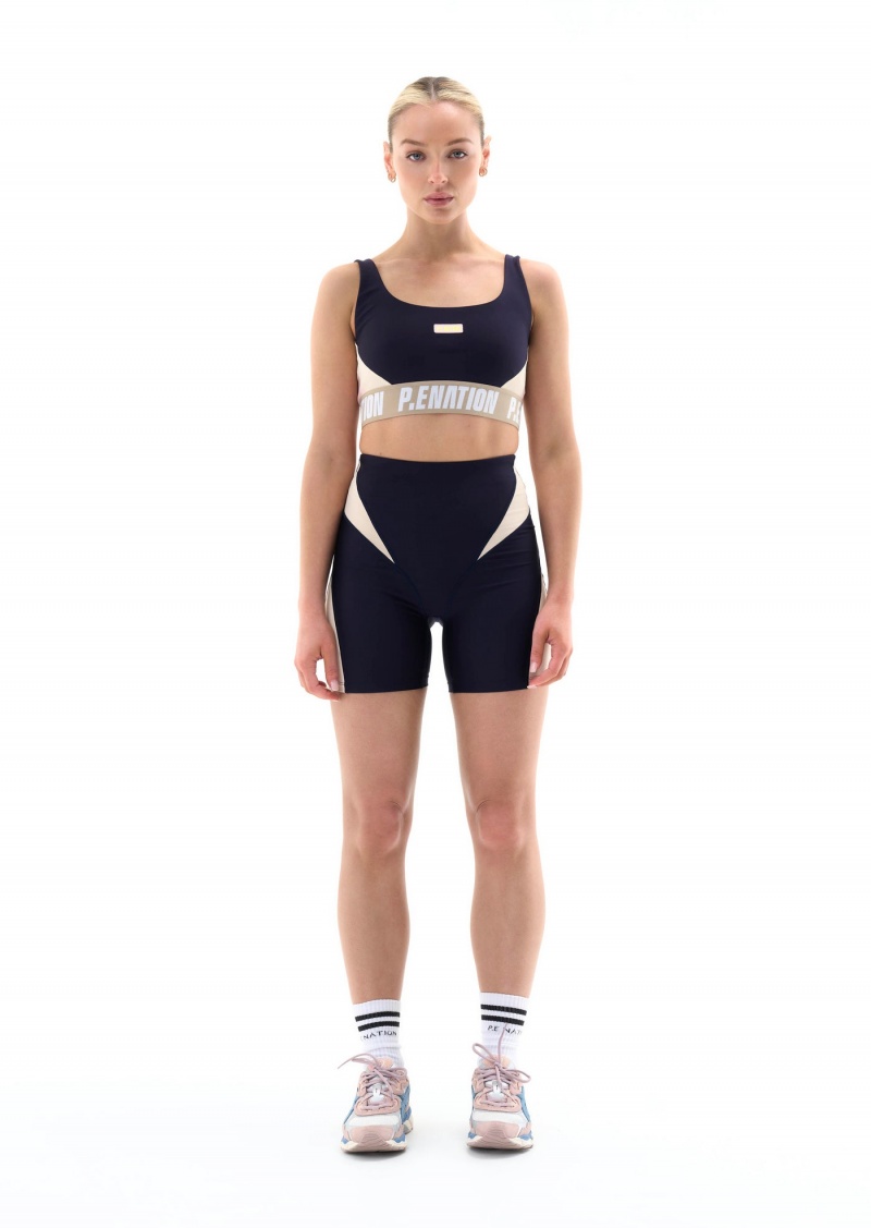 P.E Nation Left Field Sports Bra Peacoat | VPOTHFN-90