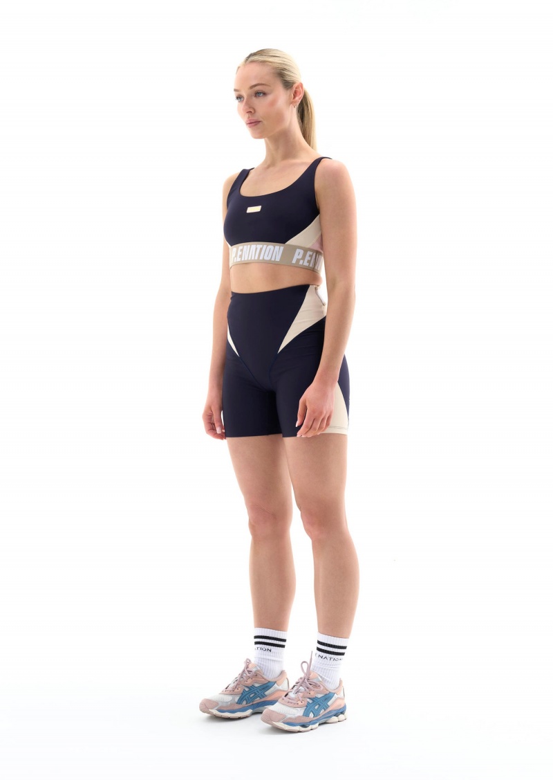 P.E Nation Left Field Sports Bra Peacoat | VPOTHFN-90