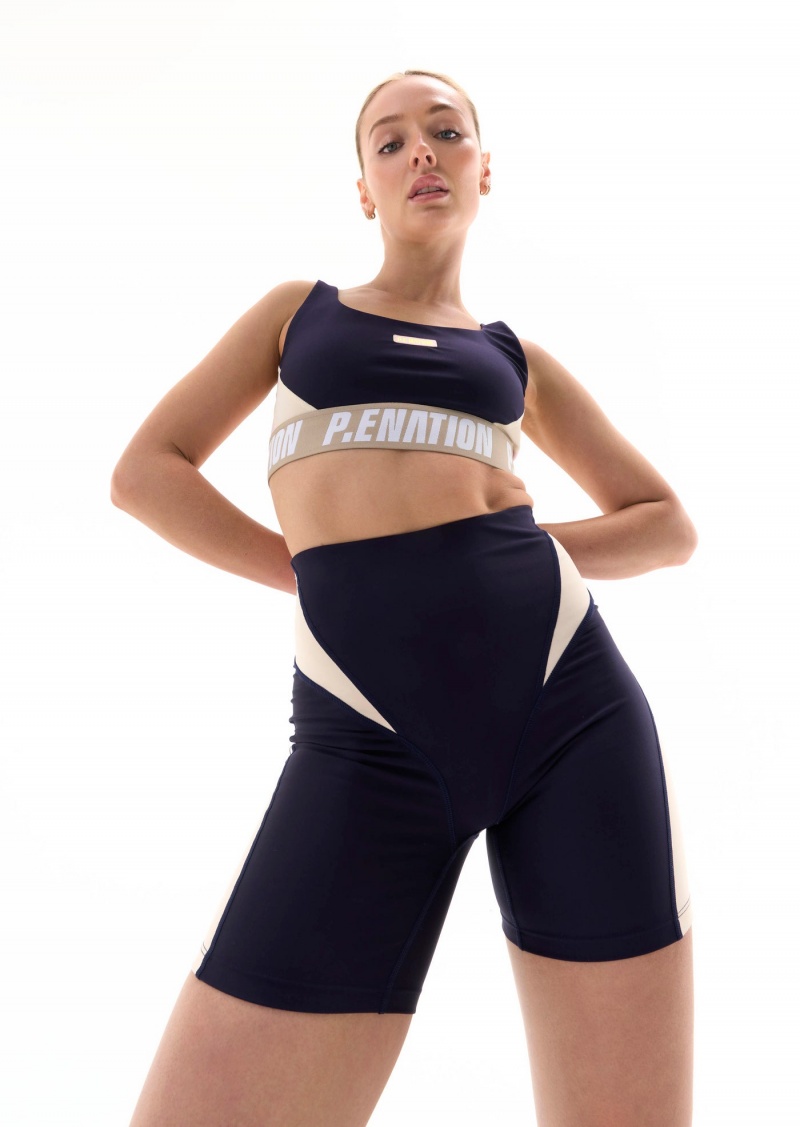 P.E Nation Left Field Sports Bra Peacoat | VPOTHFN-90