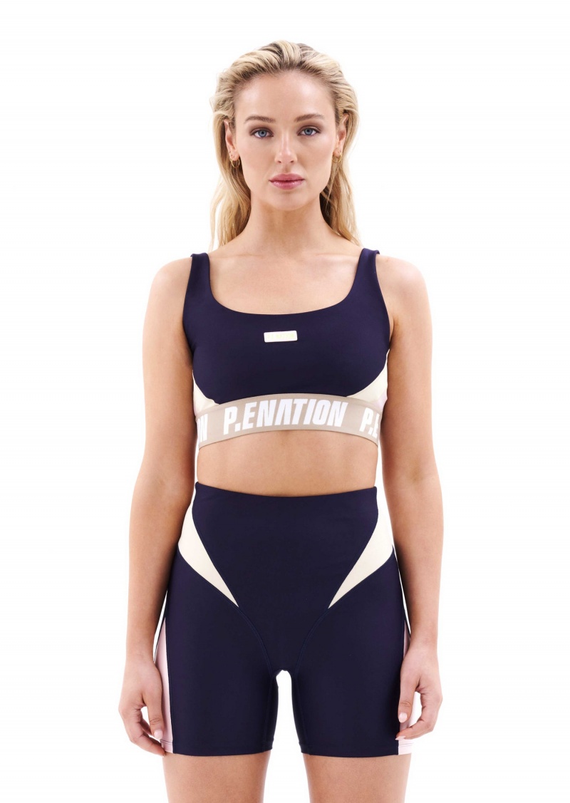 P.E Nation Left Field Sports Bra Peacoat | VPOTHFN-90