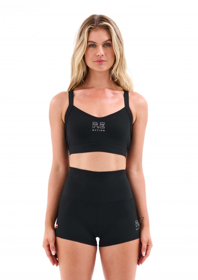 P.E Nation Recharge Sports Bra Black | XFOSDHR-03