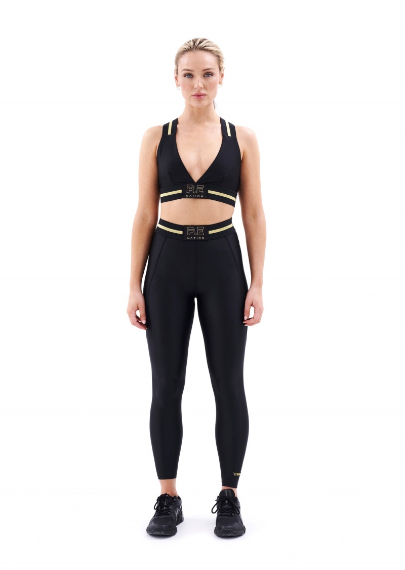 P.E Nation Runway Sports Bra Black | OSRQGIE-28