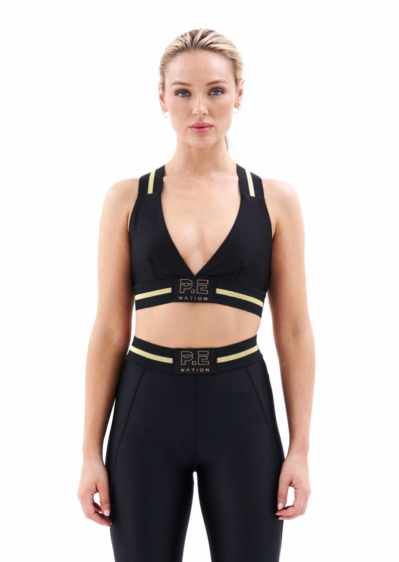 P.E Nation Runway Sports Bra Black | OSRQGIE-28