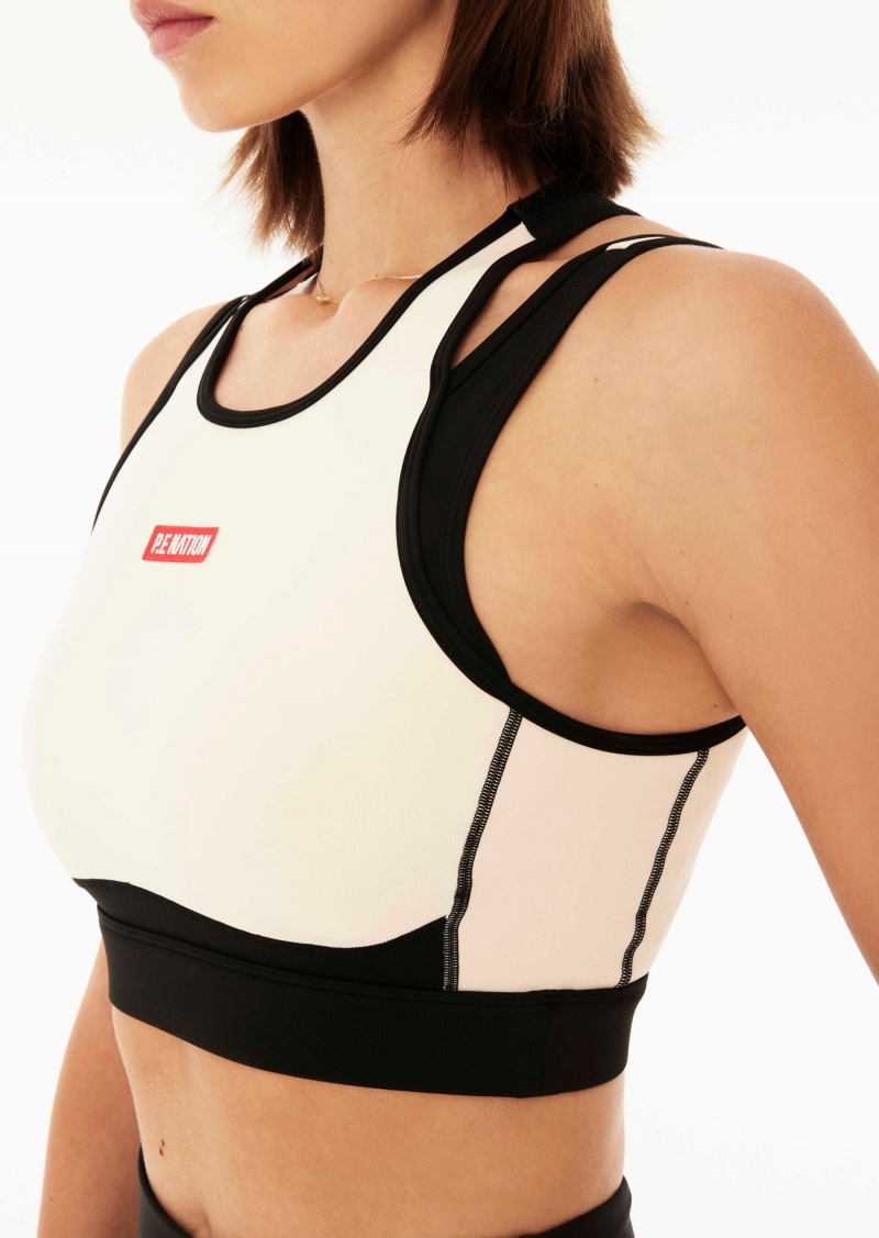 P.E Nation Silverstone Sports Bra Pearled Ivory | OZKXLBV-48