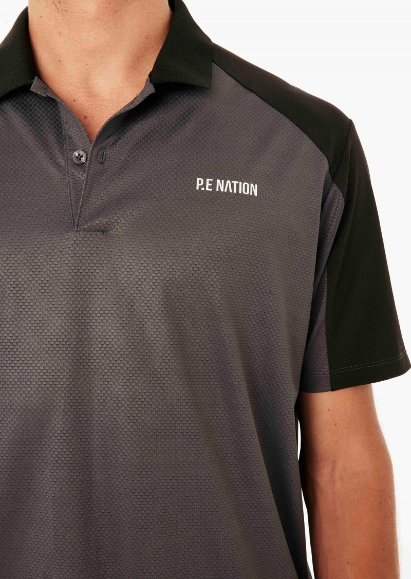 P.E Nation Title Triumph Polo Shirt Dark Shadow | CDHAMKQ-96