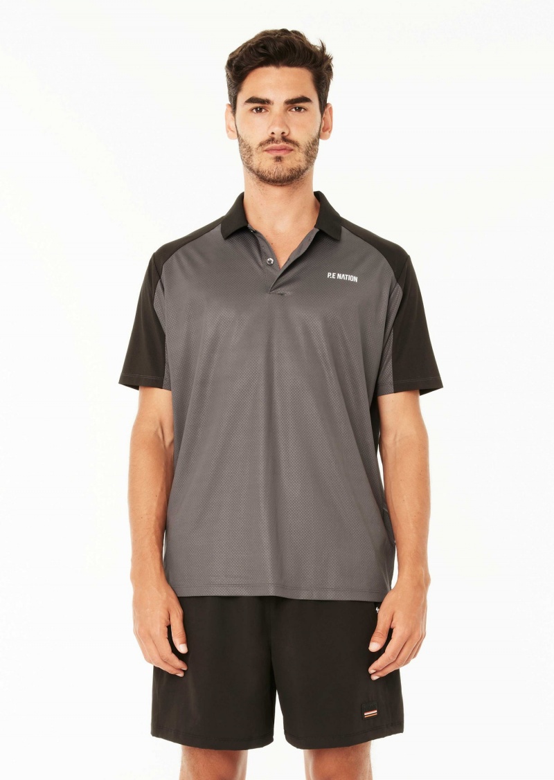 P.E Nation Title Triumph Polo Shirt Dark Shadow | CDHAMKQ-96